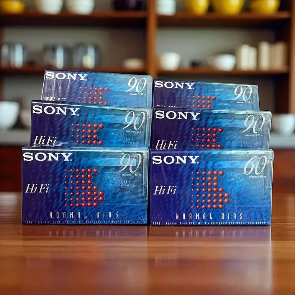 Sony Blank Audio Cassette Tape Lot x6 Hi-Fi Normal Bias Type I 90/60 Min Sealed
